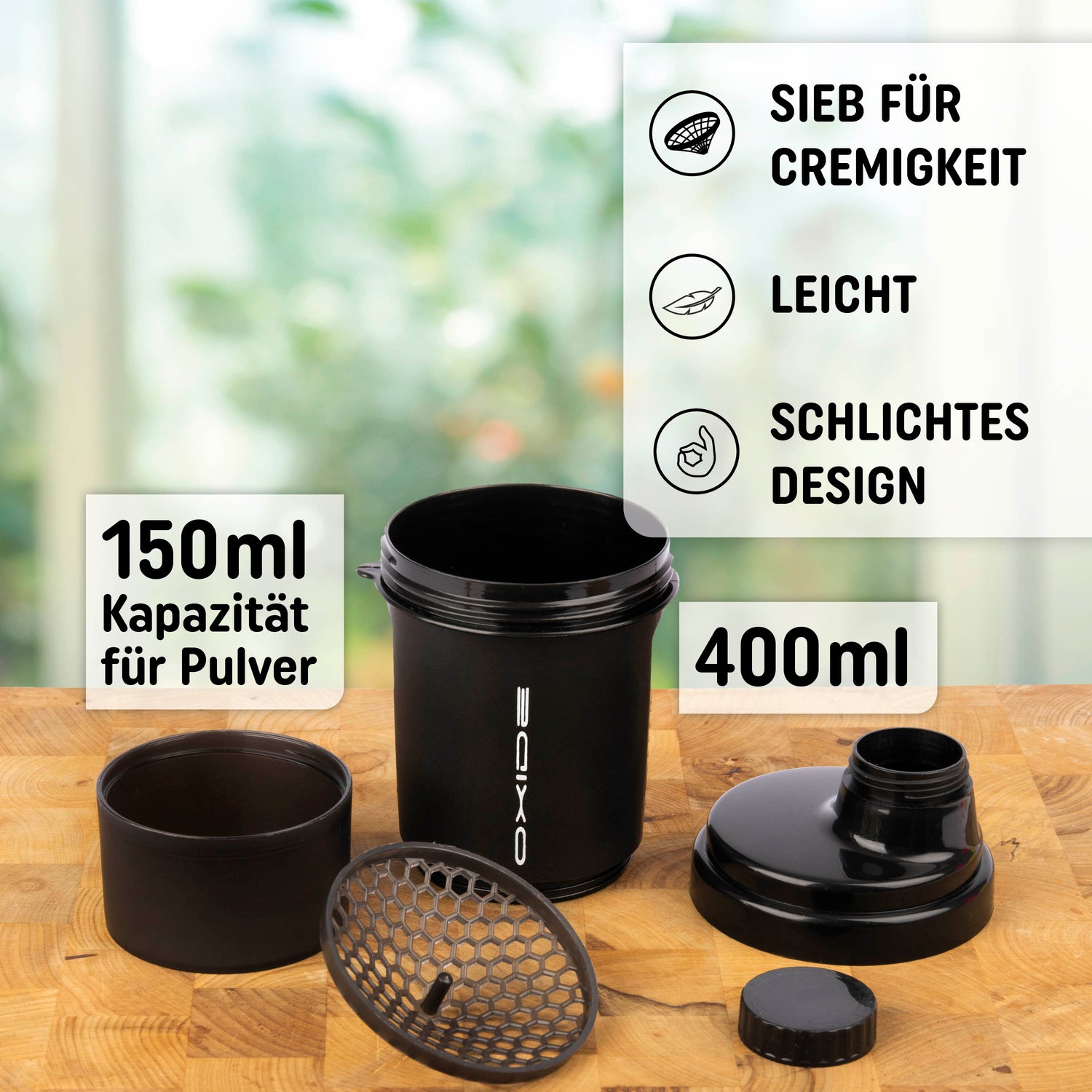 Protein Shaker - 400ml schwarz