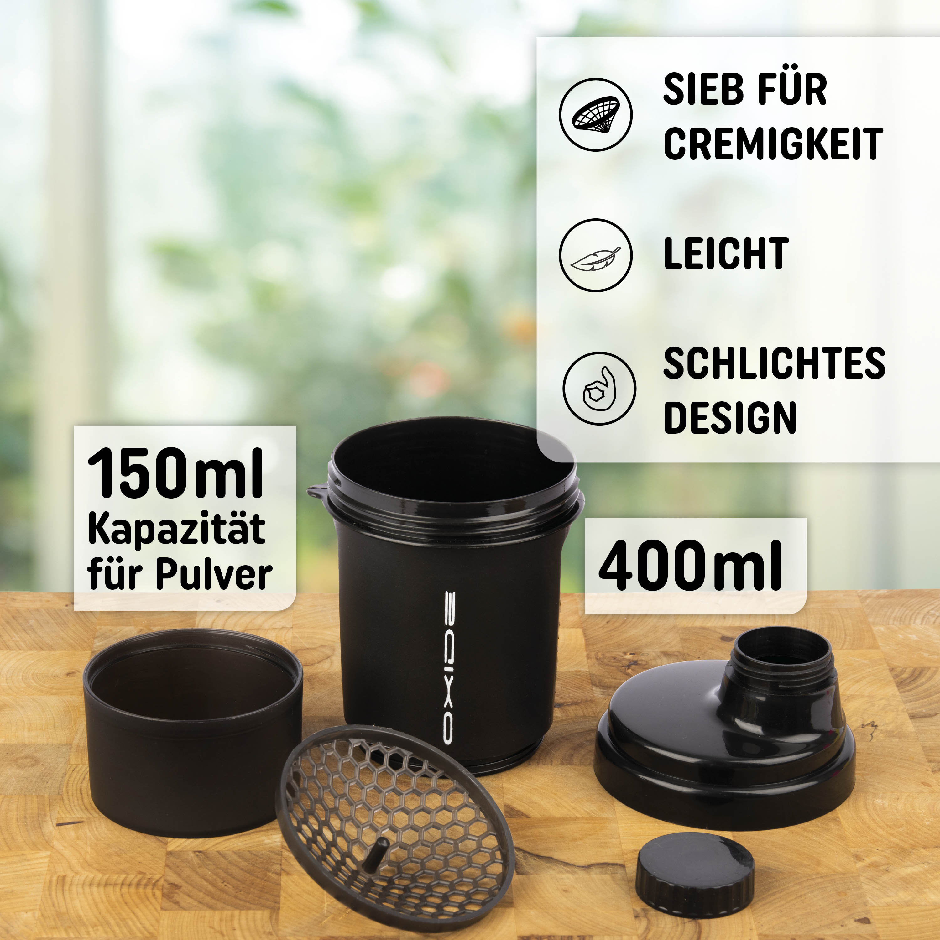 Protein Shaker - 400ml schwarz