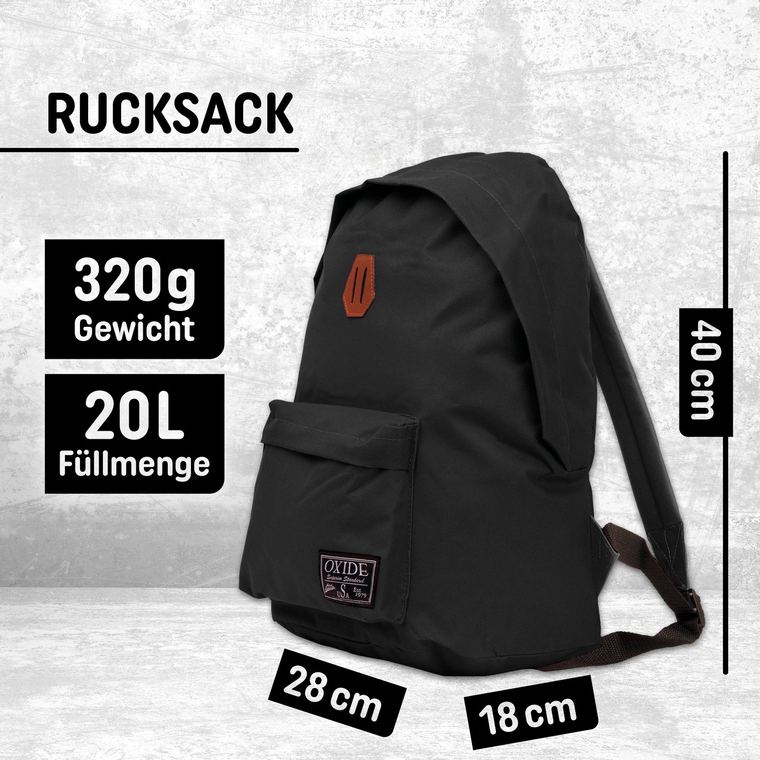 Freizeit Rucksack - 20L schwarz
