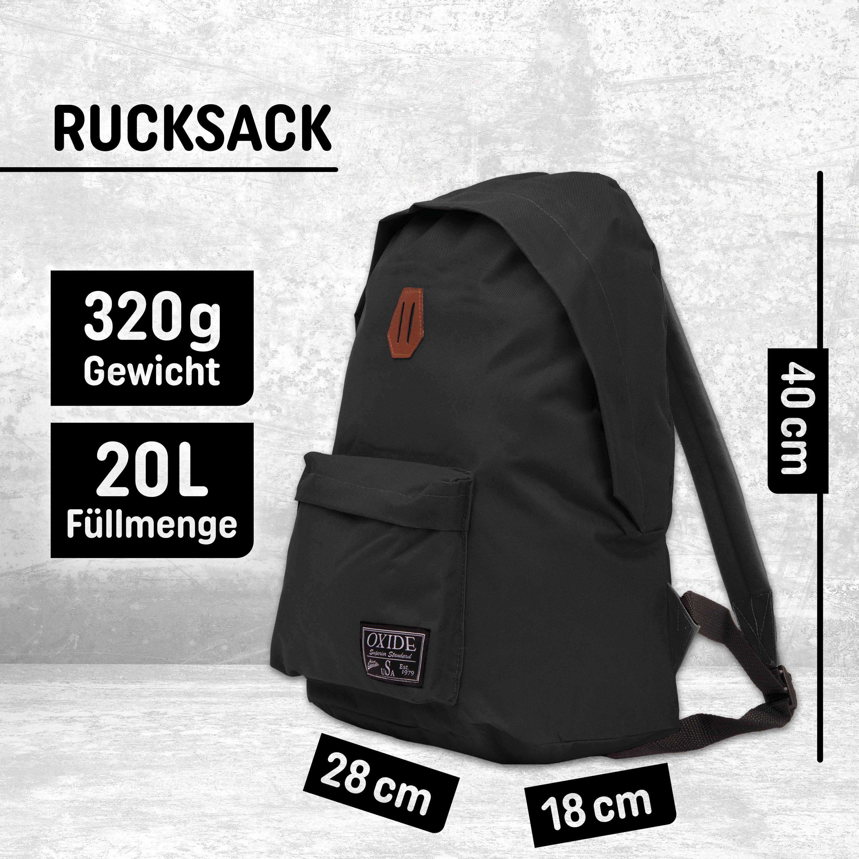 Freizeit Rucksack - 20L schwarz