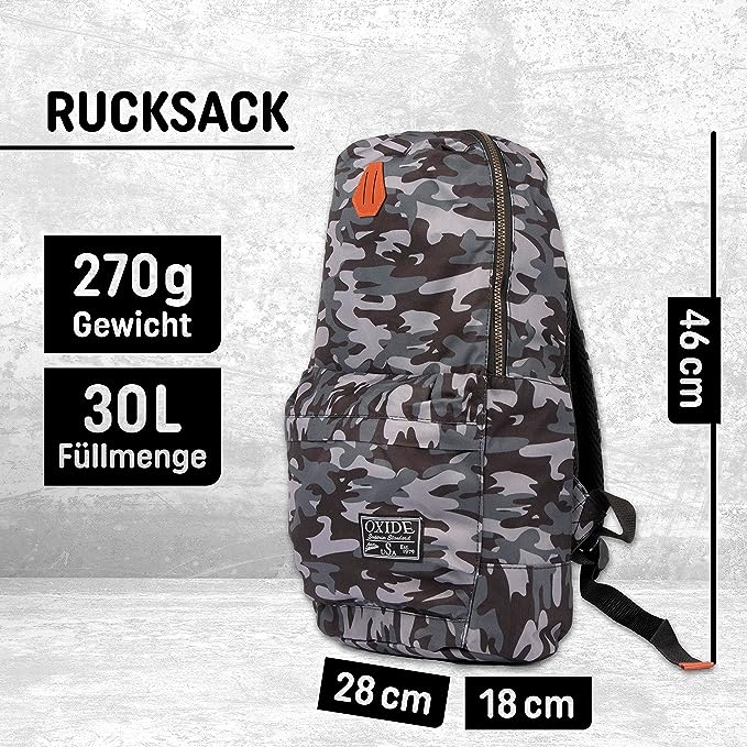 Freizeit Rucksack - 30L grau camouflage